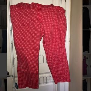 Pink and white polka dot pants